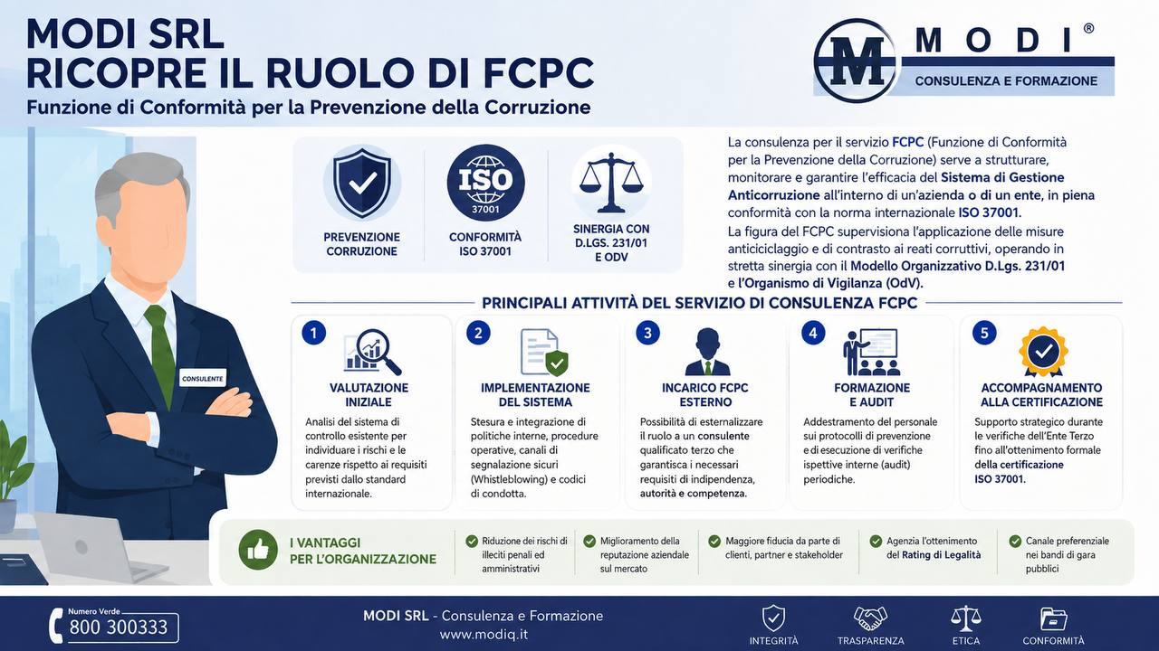 Formazione e Corsi ISO 37001 per Ruolo FCPC | MODI SRL